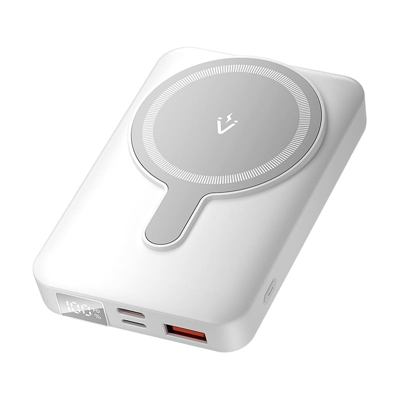 Power Bank Inalámbrico Magnético 10000mAh con Soporte, Carga Rápida y Pantalla LED