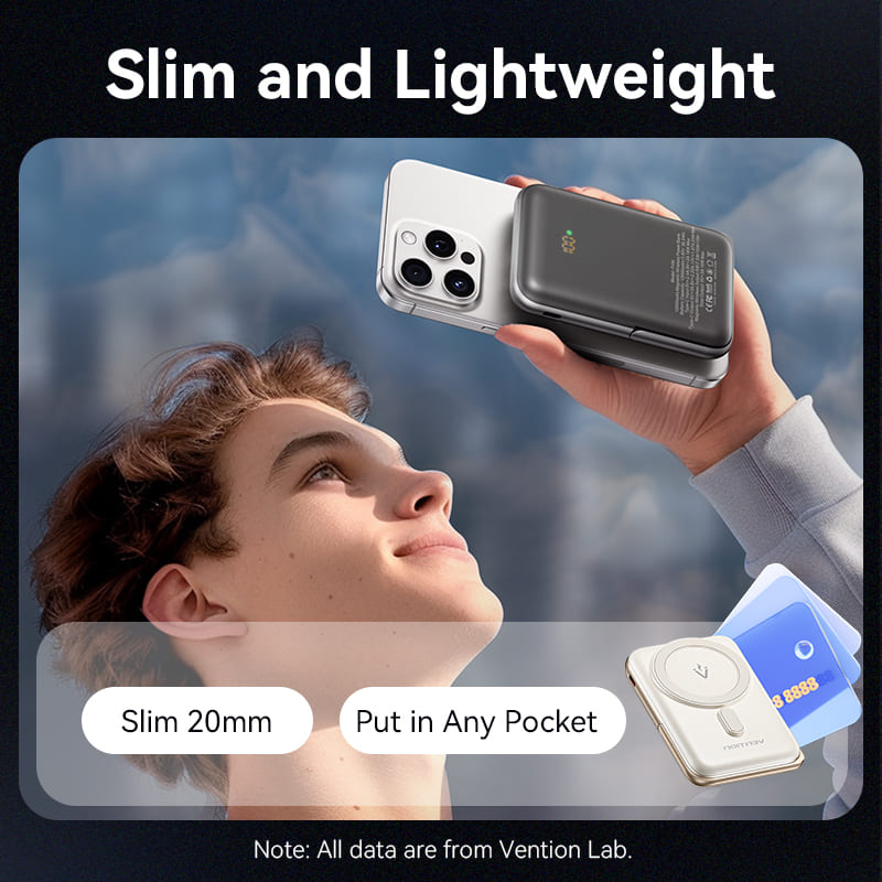 Power Bank Magnético Inalámbrico de 10000mAh con Soporte y Carga Rápida