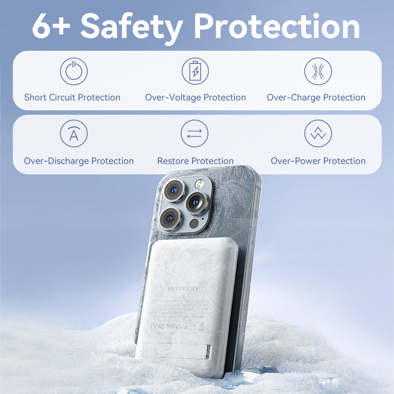 Power Bank Inalámbrico Magnético 5000mAh con Soporte y Carga Rápida