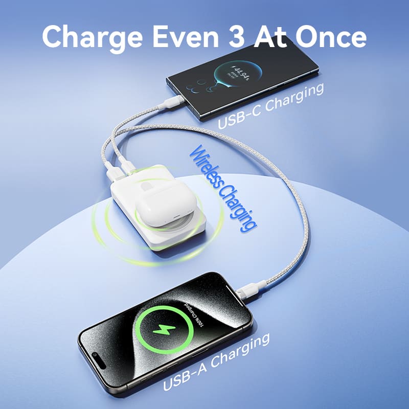 Power Bank Inalámbrico Magnético 10000mAh con Soporte, Carga Rápida y Pantalla LED