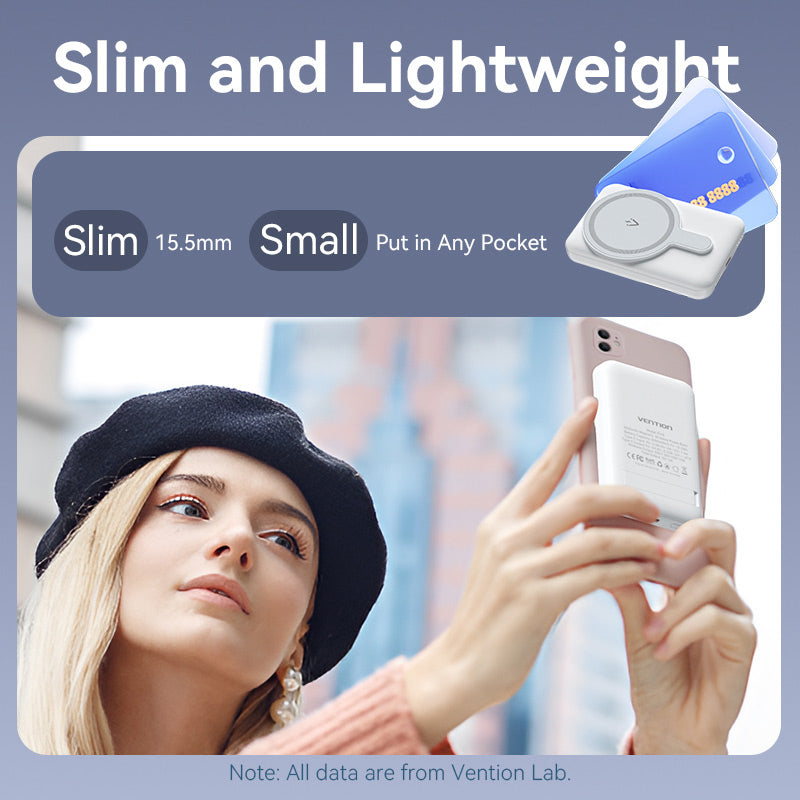 Power Bank Inalámbrico Magnético 5000mAh con Soporte y Carga Rápida