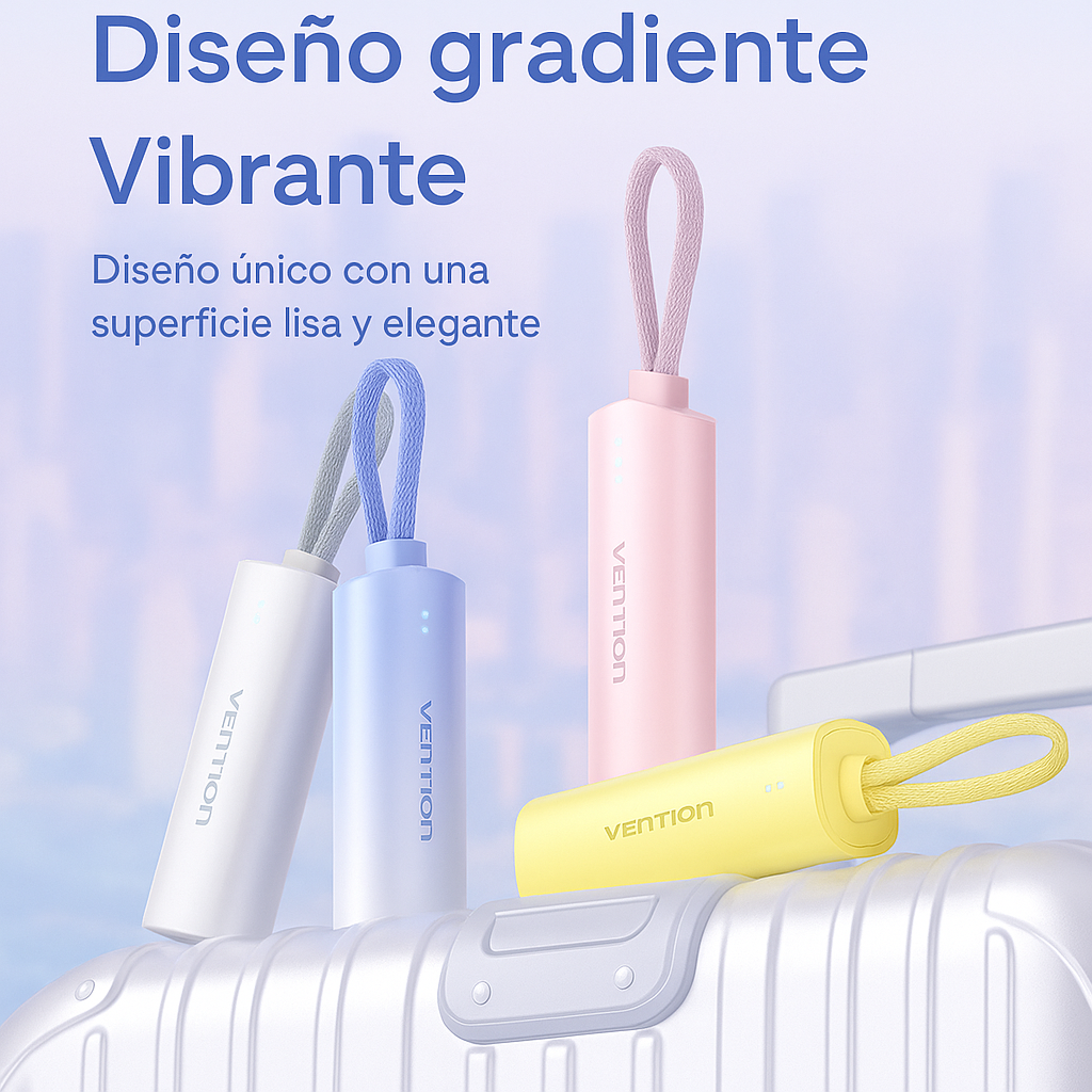 Power Bank de 5000mAh con Cable Incorporado y Carga Rápida 20W - Ultra Compacto con Correa