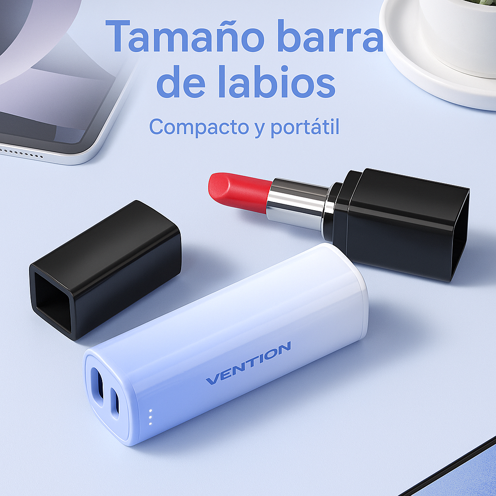 Power Bank de 5000mAh con Cable Incorporado y Carga Rápida 20W - Ultra Compacto con Correa